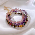 2023 New Rose Quartz Geometric Bracelet Colorful Adjustable Stone Bracelet Natural Irregular Crystal Beaded Bracelet for Girls