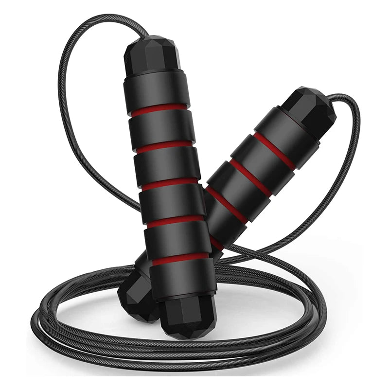 Yewayoga Weighted Jump Rope Foam Handles PVC Cable Steel Wire Core Durable Unisex Fitness Black 4.5mm 2.8m Speed Training