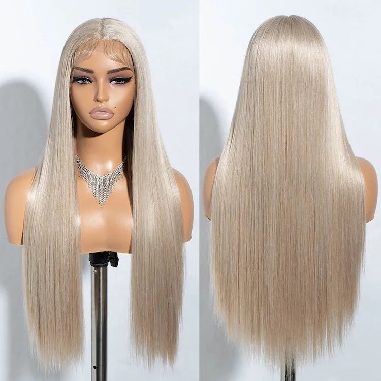 Raw Hair Ash Blonde HD Balayage Wig Silky Straight Invisible Transparent for Baby Hair Single Knot Glueless Front Wigs for