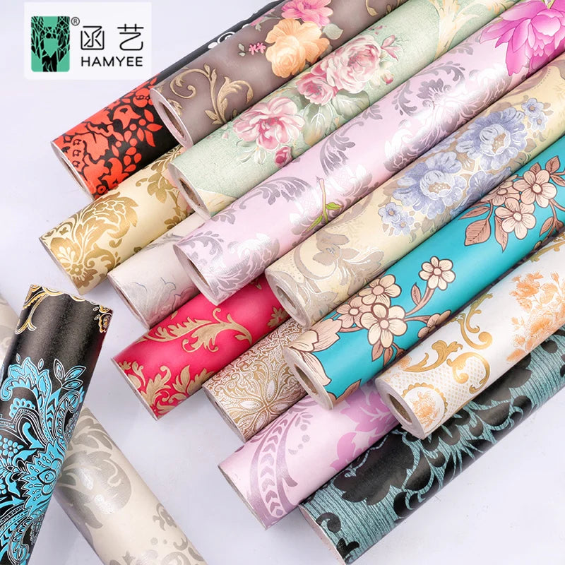 2024 Gold Luxury Self-adhesive Flower Vinyl Wallpaper for House Decorative