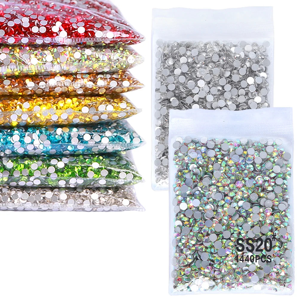 Crystal Non Hotfix Glass Rhinestones DIY Sewing Fabric Garment Crystal Strass Stones Flatback Round Jewelry Decoration Diamond