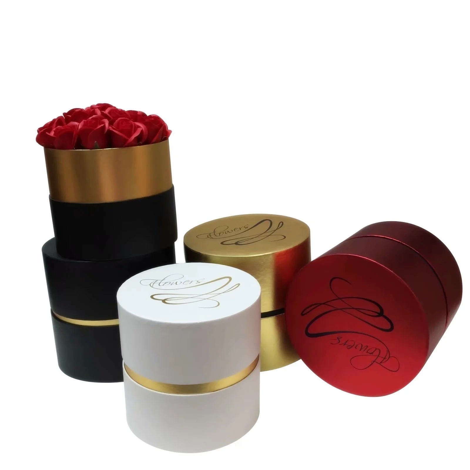 Round High-End Two-Piece Flower Gift Box Wedding Souvenir Gift Box Hand-Held Bouquet Box