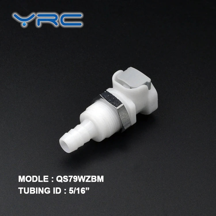 YRC Valved 5/16" Female Quick Release Water Coupling with Check White EPDM O-Ring POM Plastic