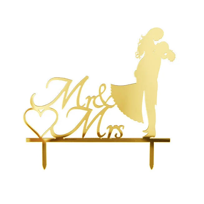 Wedding Centerpiece Cake Decoration Bride Groom Figurine Cake Topper Acrylic Mr &Mrs Wedding Cake Topper