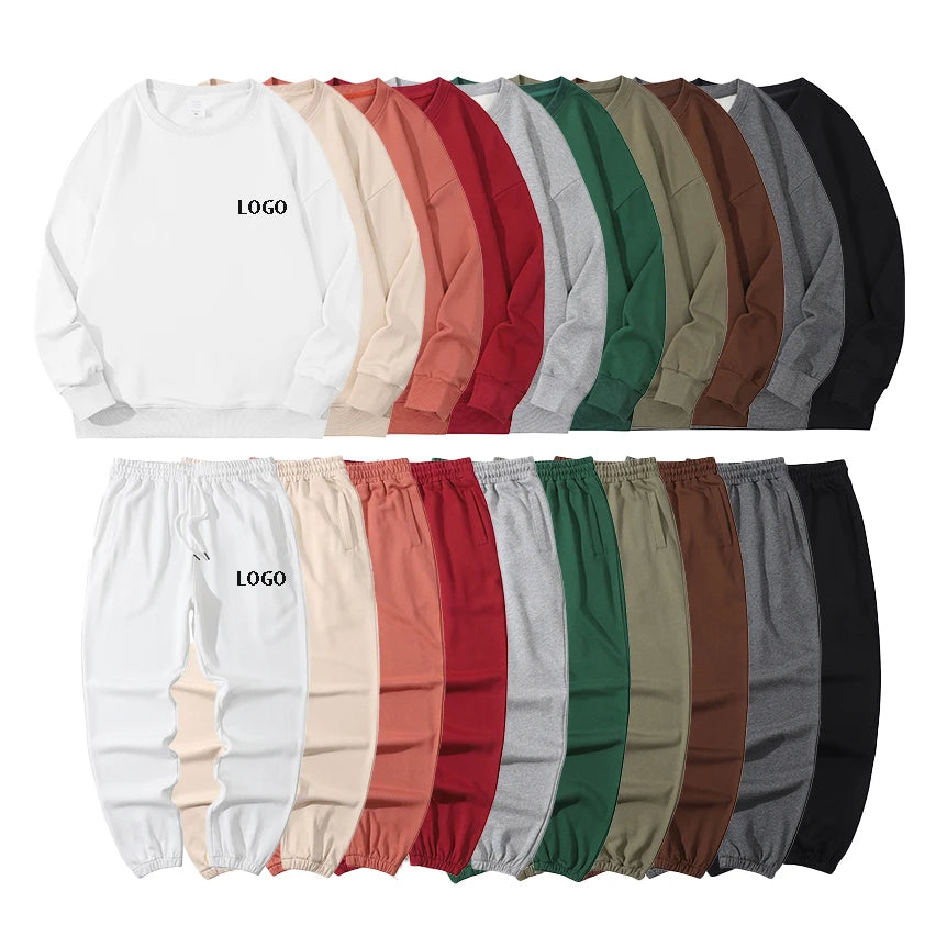 Custom Logo Fall Winter Plain Womens Sweatsuit Set XL Vintage Hoodie Jogging Tracksuit Sportswear Jogger Set Vintage Decoration