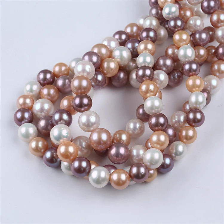 Natural 9-11mm/11-14mm AAA Purple Edison Round Loose Freshwater Pearls Strand for Jewelry Making