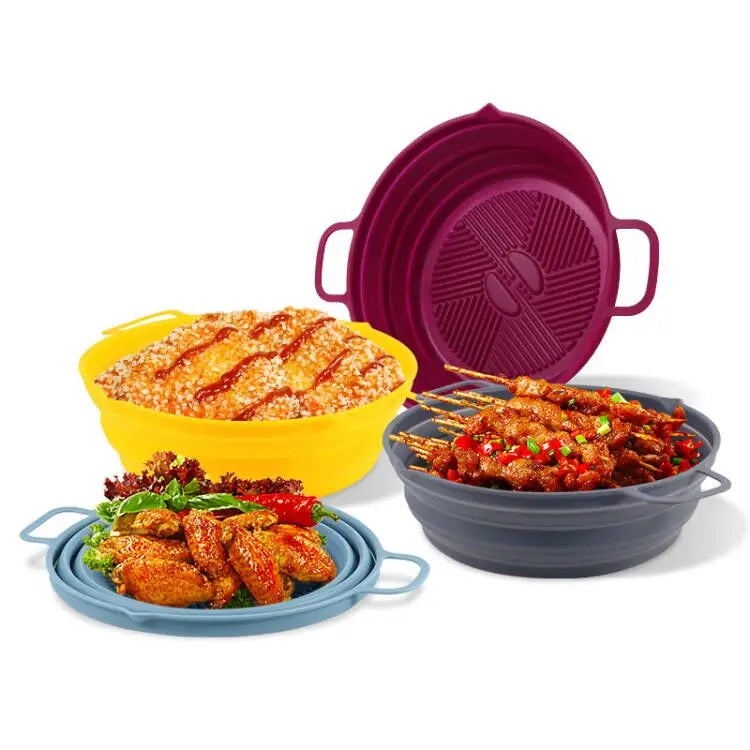 Custom Brand BPA Free Non Stick Dishwasher Safe Reusable Air Fryer Silicone PotSilicone air Fryer LinersAir Fryer Silicon Tray