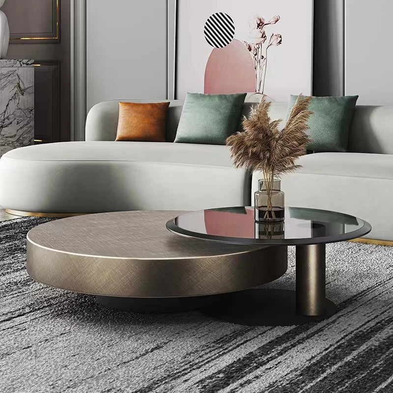 Coffee Table Set of 2Pcs Luxury Home Furniture Antique Round Tea Tables Living Packing Room Metal Modern Black Customized Steel MegaBDM