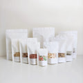 18x26cm White Kraft Paper Bag in Stock Matt Stand up Pouch Bag Hot Sale Stand up Ziplock Bag with Translucent Window