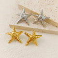 Luxury Women's 18K Gold Plated Vintage Stainless Steel Stud Earrings Chunky Screw Star Earrings for Women Jewelry