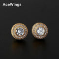 E003 10mm Brass Setting Zircon Stud Earrings Hip Hop Bling Blilng Iced Out CZ Earrings Men