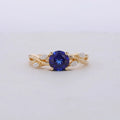 1CT Fashion Jewelry Lab Grown Gemstone Ring Blue Sapphire Engagement Ring Gold Rings Women 18k Yellow Suitable Wedding Party