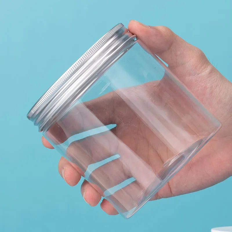 On Sale 500g PET Container Transparent Cosmetic Plastic Skin Care Cream Jar with Lid for Serum Face Mask Lotion Storage