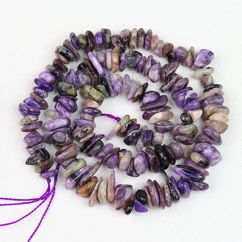 38CM Wholesale Natural Purple Charoite Stone Beads Gemstone Chips Beads for Woman Bracelets Making 5 - 8mm