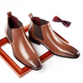 Luxury High Top Men's Dress Shoes Genuine Leather Pointed Toe Boot for Business Office Plus Size Autumn Season
