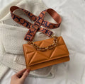 Casual Style PU Handbag Retro Wide Shoulder Strap PU Lining Lady's Small Bag Featuring Thick Chain Dual for Summer Use