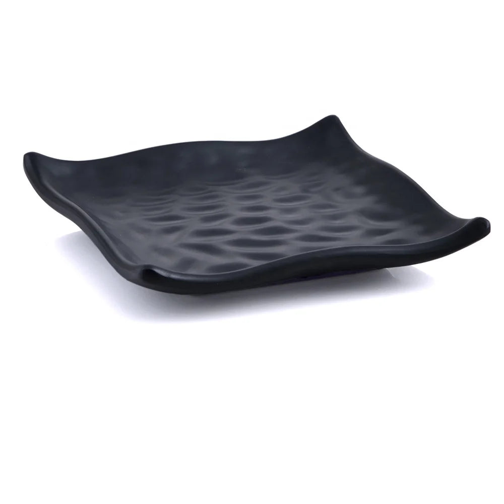 Factory-direct Unbreakable Restaurant Food Grade 6 Inch Black Square Melamine Dessert Plate