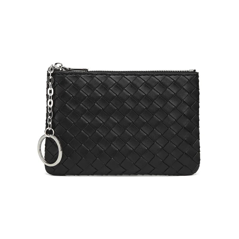 Custom Vintage Wallet Woven Vegan Pu Leather Fashion Luxury Purse Wallets for Women's and Men Woven Leather Coin Purse