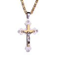 Fashion Personality Stainless Steel Necklace Jewelry 18k Gold Cross Jesus Pendant Charm Necklace