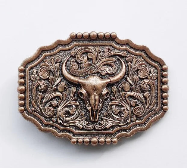 Direct Factory Customized Zinc Alloy 40mm 3D Bull Head Western Name Plate Belt Buckle