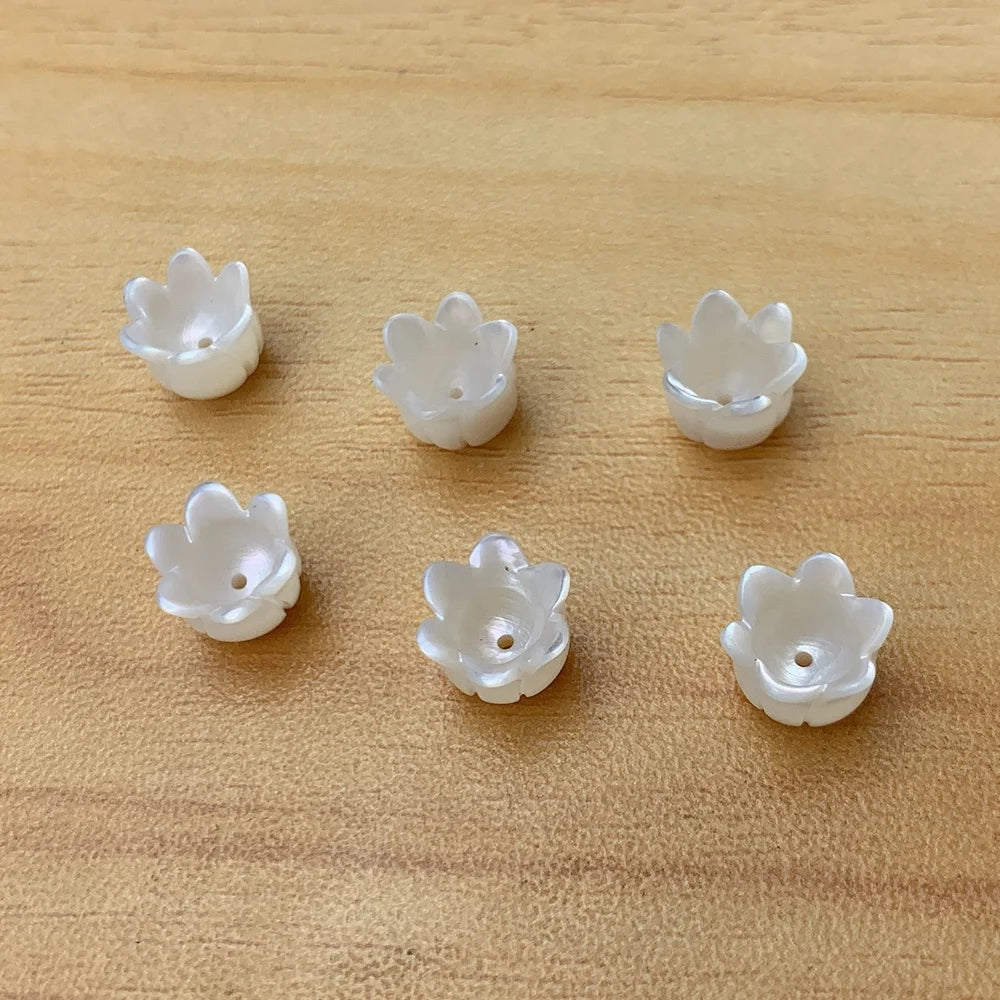 Wholesale Custom White Natural Mother of Pearl Shell Flower Spacer Beads for DIY Jewelry Making Accessories