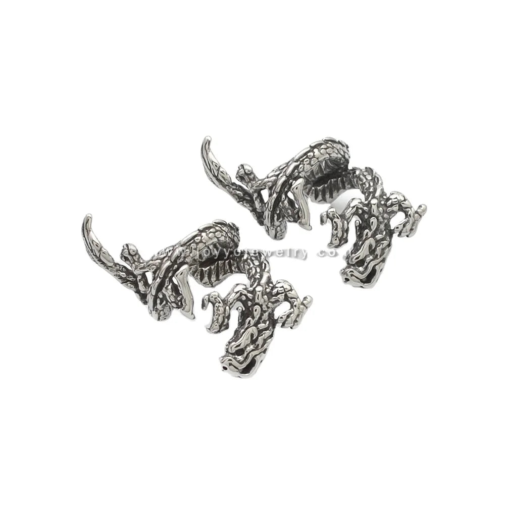 Vintage Antique Animal Dragon Shape Stainless Steel Earrings Elegant Southern Dragon Style Earrings