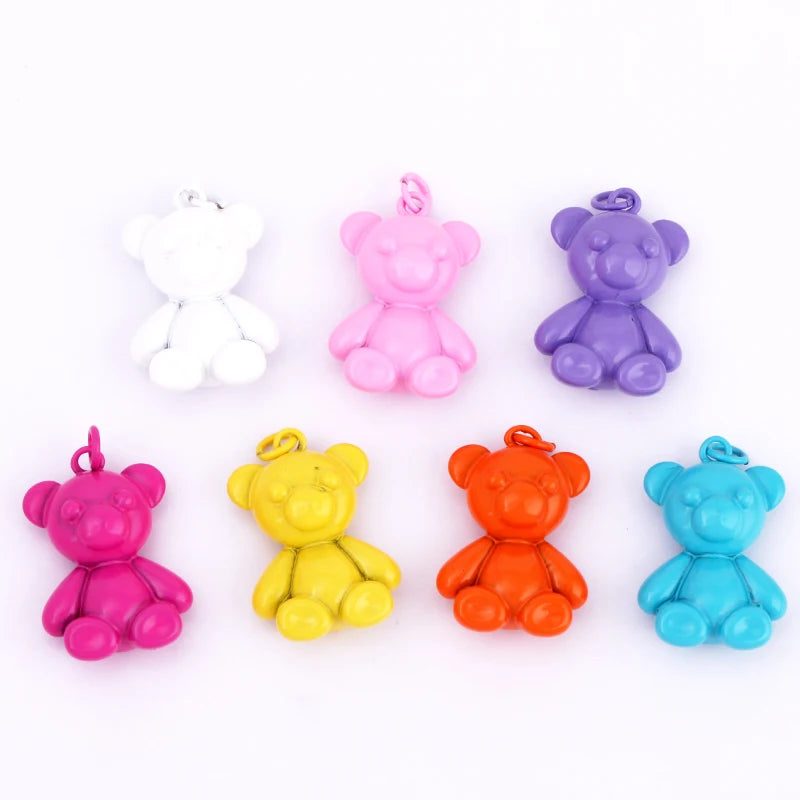 Enamel Bear Animal Charm Pendant for Necklace BraceletColourful Handy Craft Summer Beach Jewelry Components Supplies M85