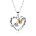 GP107 925 Sterling Silver Bee Chrysanthemum Jewelry I Love You Forever Heart Shape Sunflower Necklace Pendant