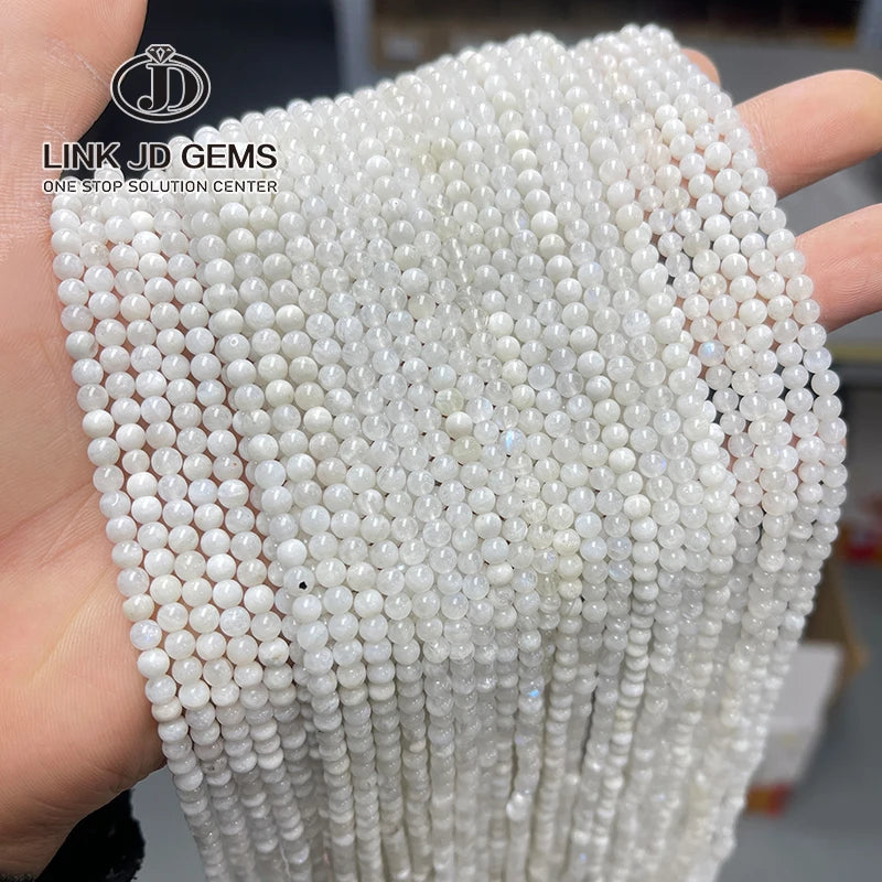 JD 3mm 100% Natural Round Labradorite Stone Beads Blue Moonstone Beads Loose Spacer Rondelle Beads for Jewelry Making