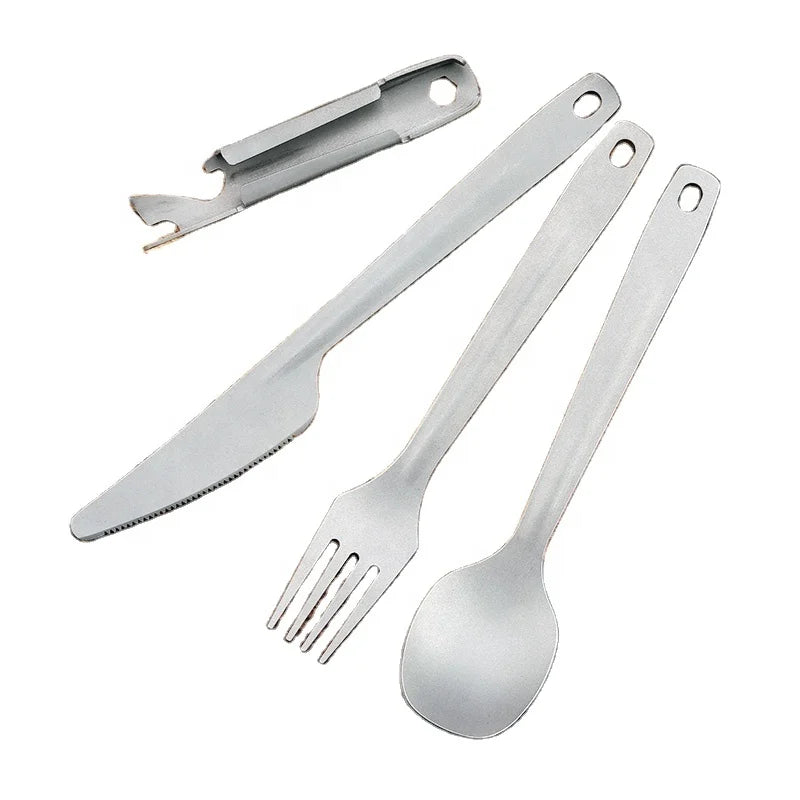 Outdoor Portable Camping Titanium Kit Camp Cutlery Organizer Utensil Picnic Bag Set BBQ Camping Cooking Utensil Set
