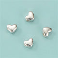 5*8mm Soild 925 Sterling Silver Heart Shaped Beads Spacer Beads for Weave Rope Bracelet Making