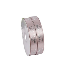 Factory Wholesale Custom Wire Edged Valentine's Day Wired Gold logo pink Satin Ribbons Gift Wrap Roll