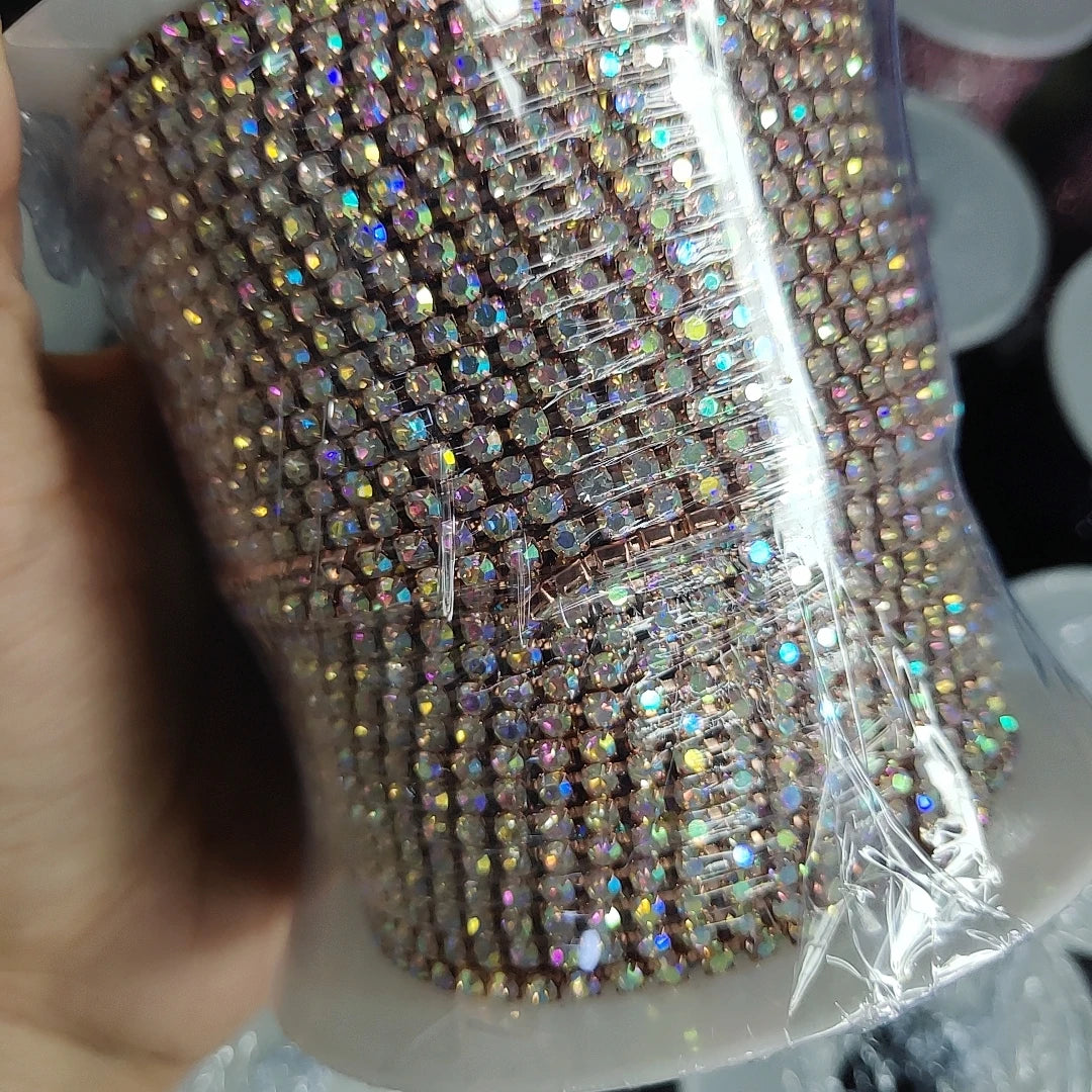 2mm Dense Sew on Cup Chain Rhinestone Trimming Silver Gold Brass Chain Crystal Rhinestone Trim Chain