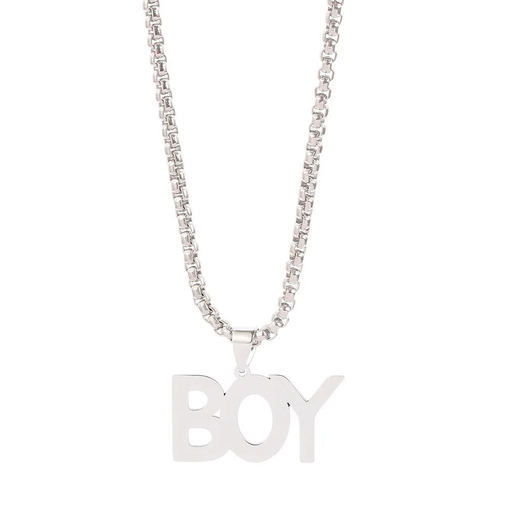 Qiuhan OEM Stainless Steel Pearl Chain Personalized Pendant Jewelry Gift Custom Name Necklace Men MegaBDM