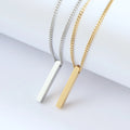 Personalized Engraving Custom Mini 3D Vertical Bar Necklace for Women Dainty Chain Gold Plated