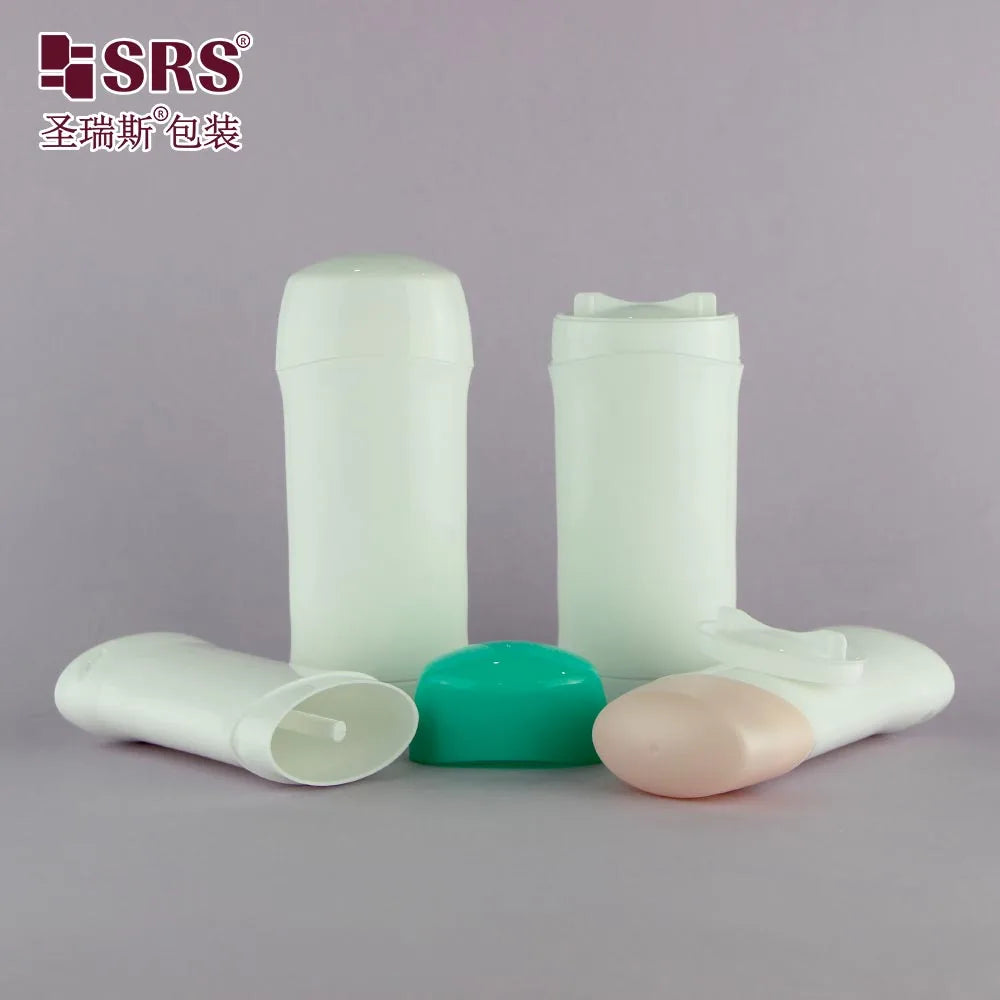 Empty PP PCR 45ml 75ml Deodorant Stick Container Oval Shape Twist up Deodorant Tubes