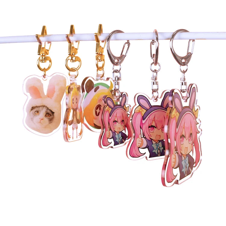Custom Printed Kpop Holographic Metal Keychains Acrylic Clear Colour Cartoon Style UV Printed Llaveros De Metal