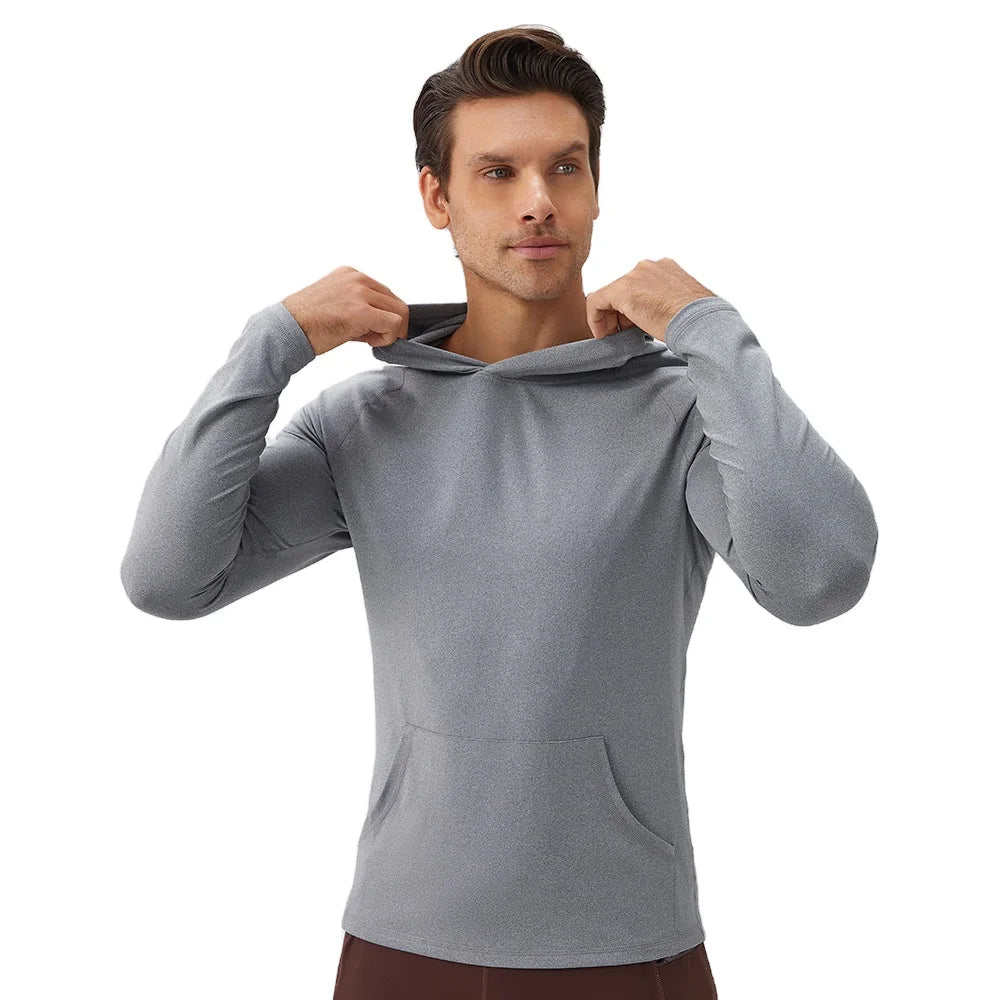 Quick Dry Breathable Anti-Shrink Men's Autumn ODM Gym Workout Active Long Sleeve Pullover Hoodie with Pocket Casual Regular Fit