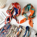 Custom Pleated 70*70cm Square Scarf Wrinkled  Headscarf Red Orange Print Foulard Female Wrinkle Scarfs Decorative Scarves