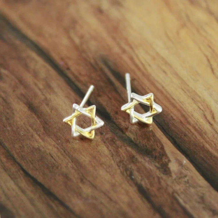 FY-ED-JS63 Hot Fashion 925 Sterling Silver Six-pointed Star Stud Earrings for Women Jewelry