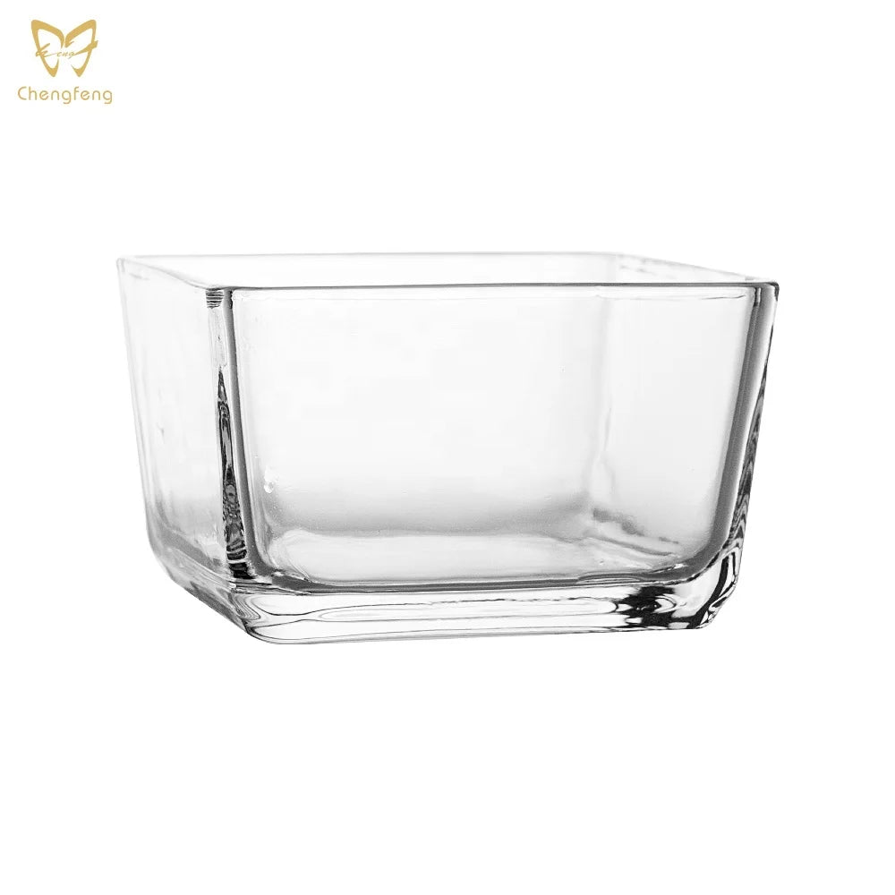 Simple square Small  Multi-Function Glass Salad Bowl Ice Cream Glass Cup