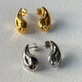 Dazan Hot NEW Autumn Winter 18k Gold Plated Unique Hypoallergenic Stainless Steel Lava Vintage Tear Gold Silver Earrings Women