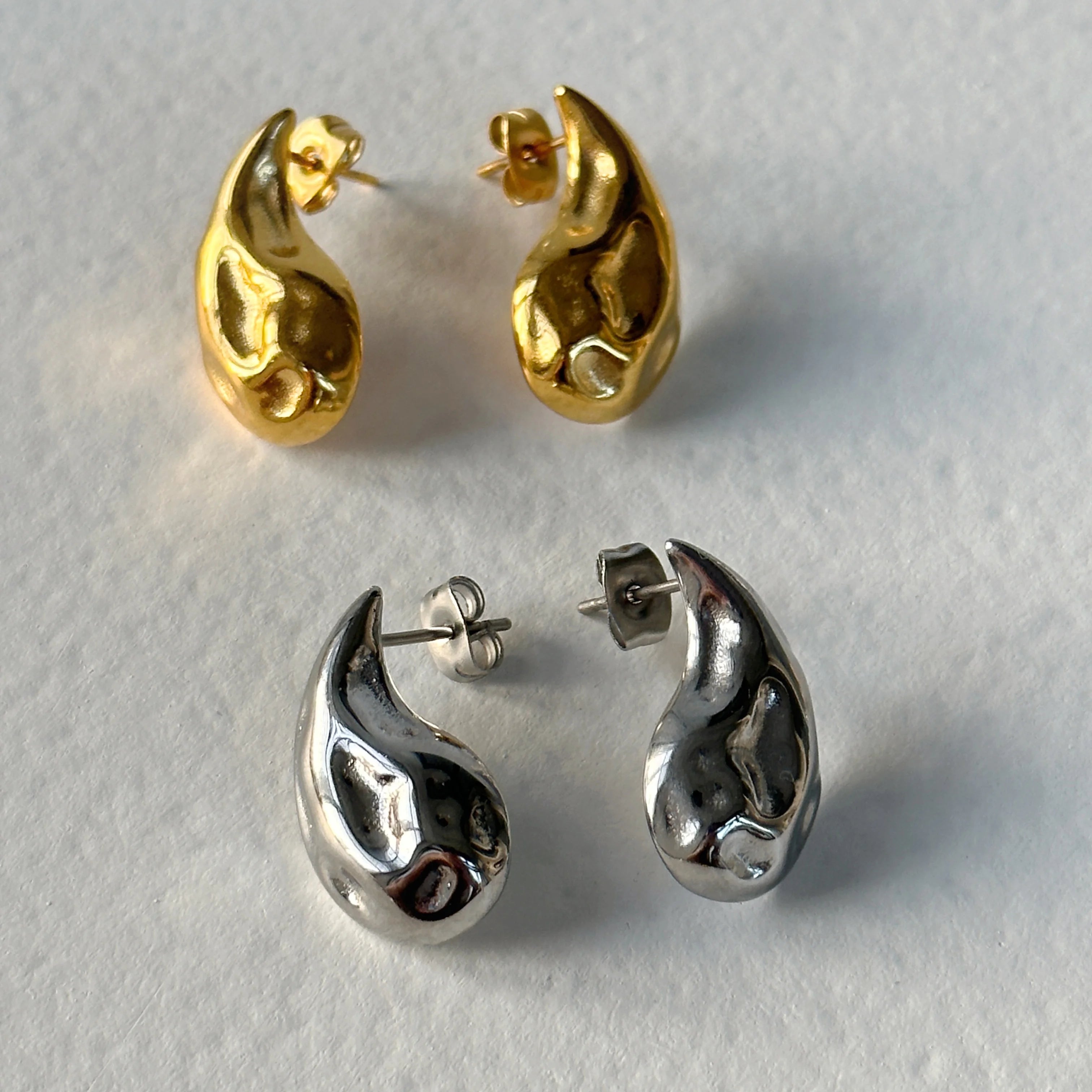 Dazan Hot NEW Autumn Winter 18k Gold Plated Unique Hypoallergenic Stainless Steel Lava Vintage Tear Gold Silver Earrings Women