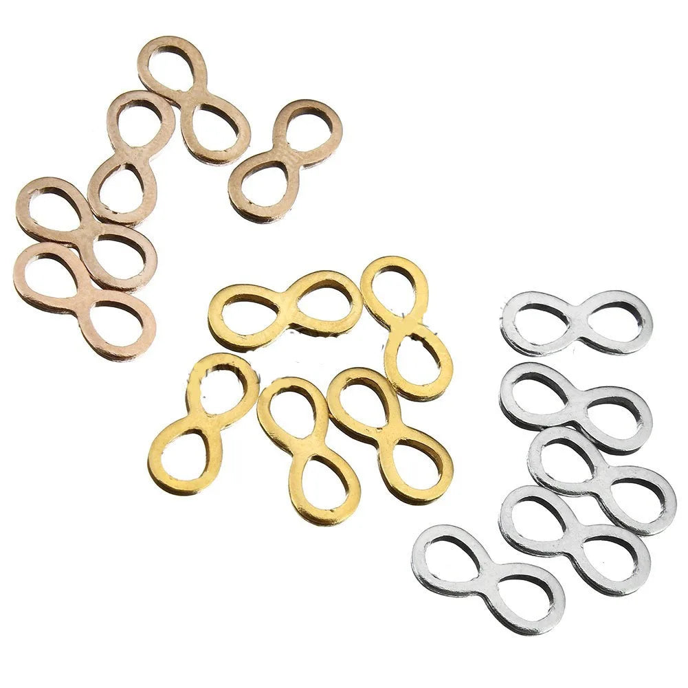 Wholesale Stainless Steel Infinity Pendant Double Hanging Figure 8 Connector Bracelet Necklace DIY Accessories Jewelry