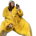 Wholesale Ladies Winter Warm Full-Length Rabbit Fur Coat Custom Genuine Outwear Breathable and Woven