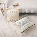 Amity Home Decor 45X45 Brown Moroccan Tassels Boho Embroidery Tufted Decorative Throw Pillow Case Cushion Covers