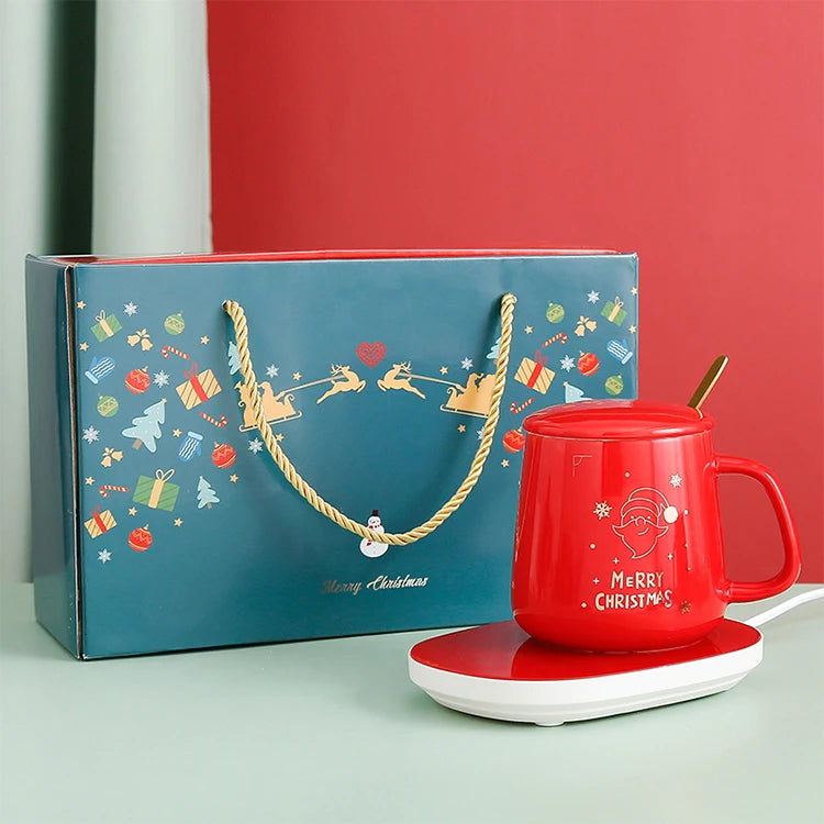 Wholesale 55 Degree Warm Ceramic Coffee Mug Christmas Gift Heating coaster Milk Cup Mug Ceramic Water Cup Simple Cup with Custom
