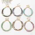 New Double Layer Natural Stone Faceted Crystal Bracelet 18k Gold Stainless Steel Beads Bracelet
