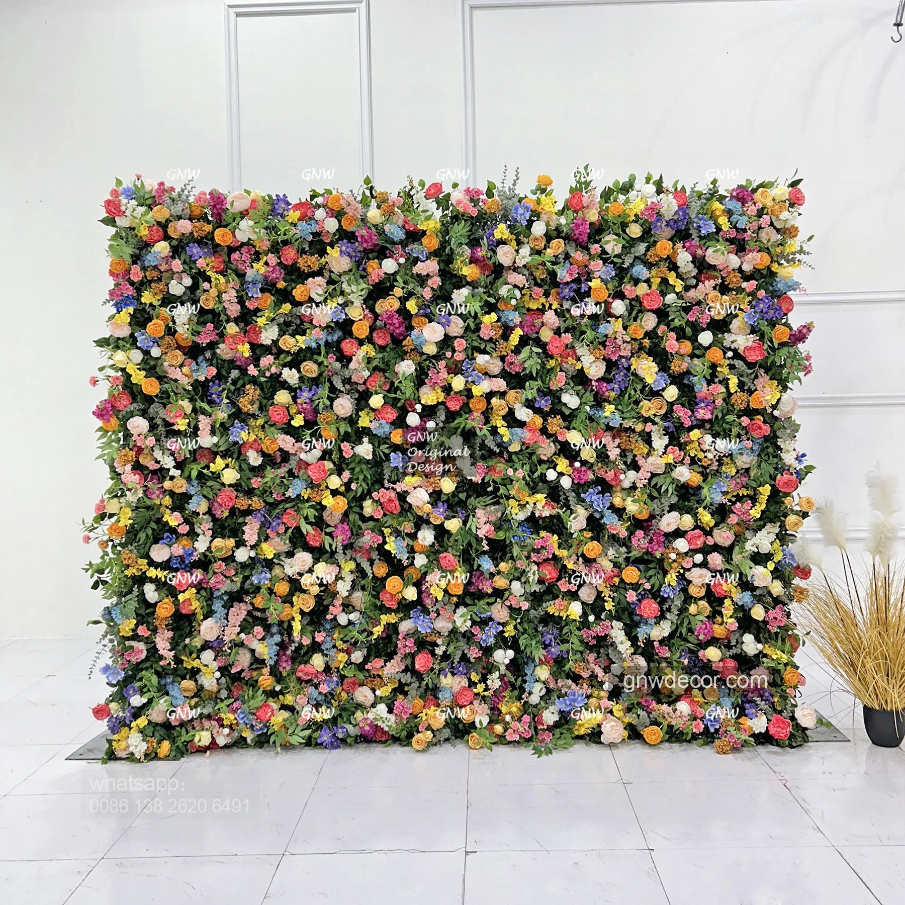 Phalaenopsis Artificial Flower  Rose Customize Roll up Flower Wall Cloth Backing Flower Backdrop Wholesale Mixed Color