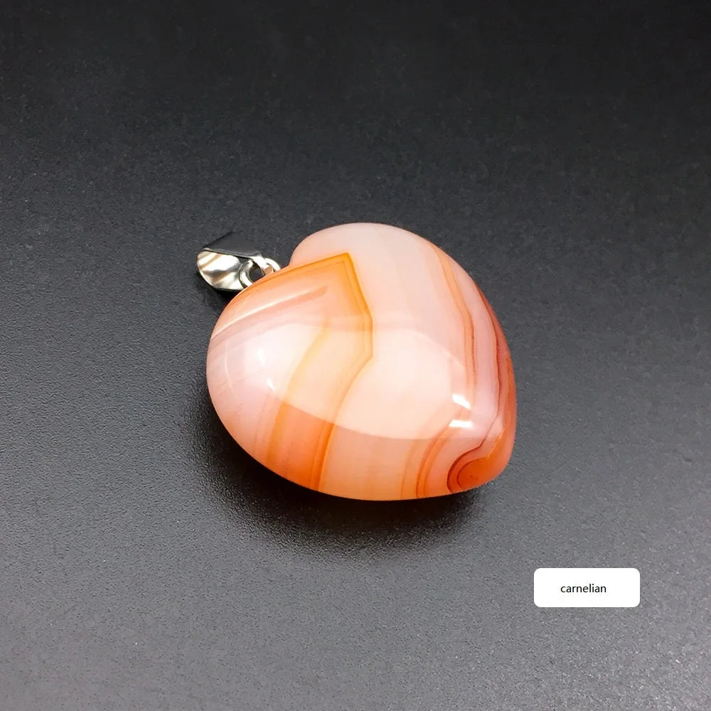 Natural Carnelian Stone Pendant Heart Shape Tini Pendant Stone Jade Pendant Jewelry Ornament Necklace Gift